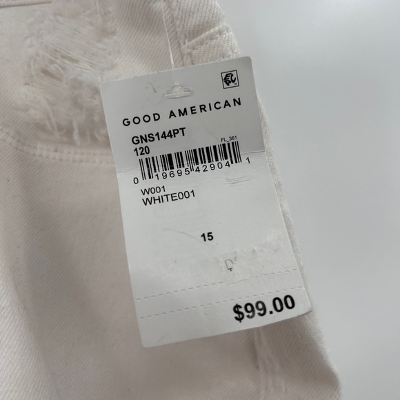 Good American NWT Juniors Good 90's Short Size 15 White Distressed HIgh Waist - Picture 7 of 8